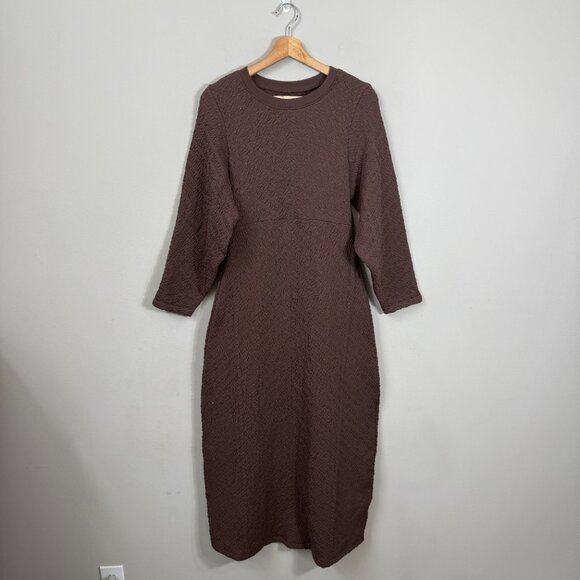 Free People Gabby Seamless Midi Dress Women's M/L Chocolate Brown Textured NWT - Picture 4 of 16